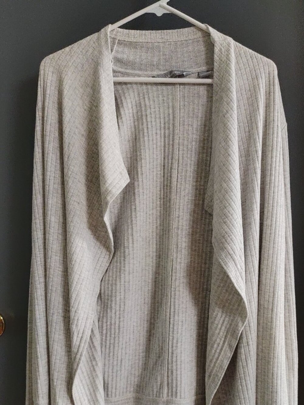 Lands End Gray Open Cardigan Long Sleeve Women s Medium 10-12 Preppy Academia